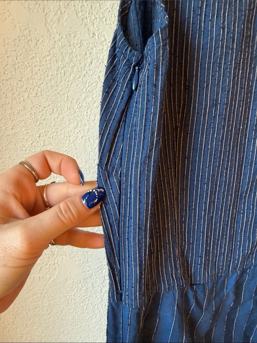 Caron Callahan Navy Stripe Wrap Maxi Dress - Picture 10 of 13